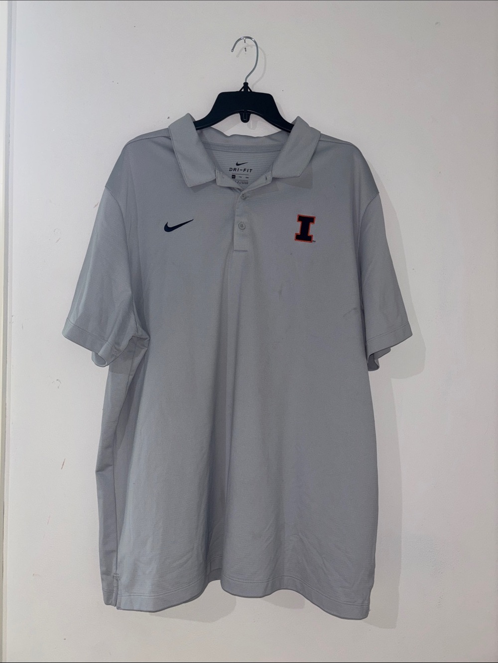 Nike Dri-FIT Gray Polo with Illinois 'I' Logo